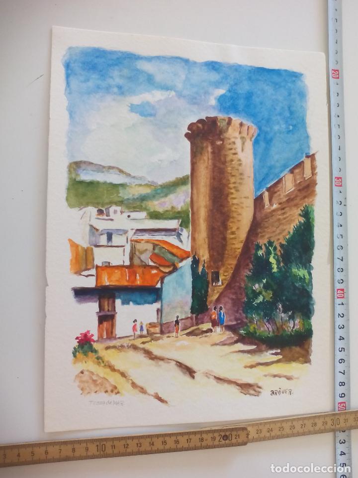 Art: Acuarela firmada por el pintor Br&auml;uer. Tossa de Mar, a&ntilde;os 70, watercolor paint, Aquarellfarbe