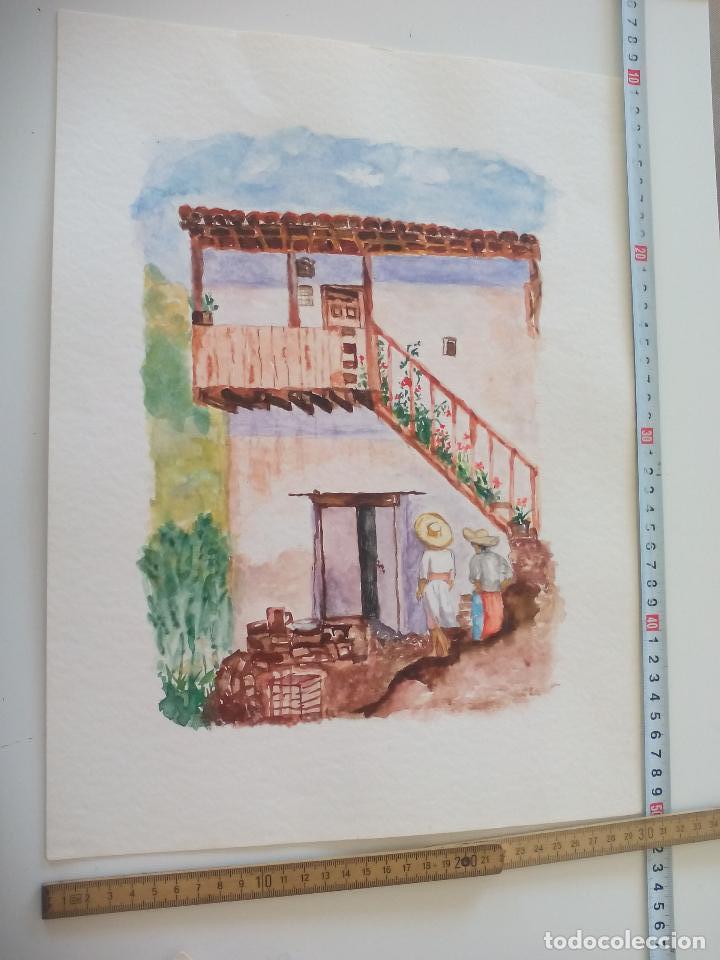 Art: Acuarela sin firmar, creo que de el pintor Br&auml;uer.  a&ntilde;os 70, watercolor paint, Aquarellfarbe