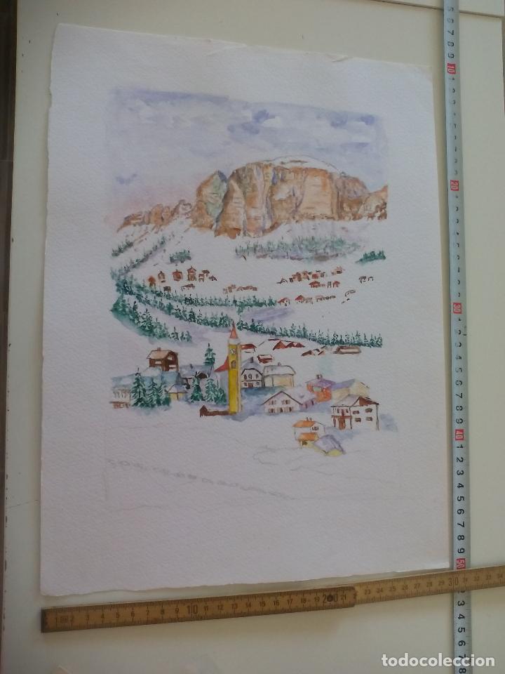 Art: Acuarela sin firmar, sin terminar creo que de el pintor Br&auml;uer. 70th watercolor paint, Aquarellfarbe