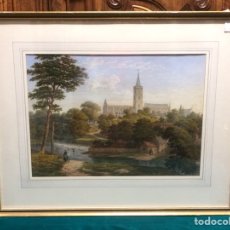 Arte: JOHN DOBBIN FIRMADO( 1815-1888) ACUARELA /PAPEL VISTA DEL PAISAJE DE DUNBLANE,SCOTLAND