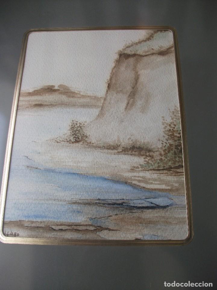 Arte: Pareja de cuadros enmarcados acuarela firmada  J.J. Ch. a&ntilde;os 80 medida marcos 44 X 34 hueco 24 X 17