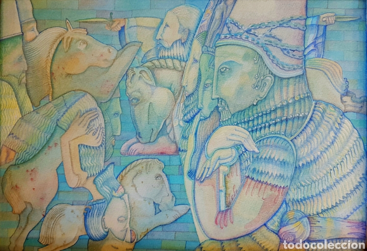 Arte: Laurent Hours (Paris 1946) preciosa y exquisita acuarela sin firmar.