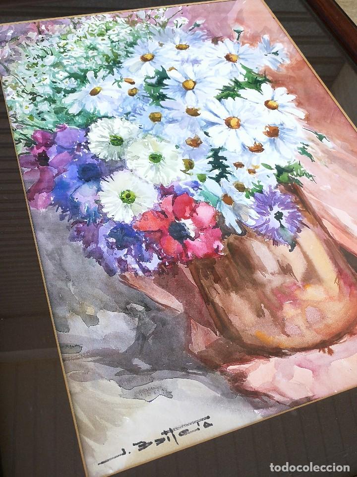 Arte: PRECIOSA ACUARELA OBRA CON MOTIVOS FLORALES FIRMADO POR AUTOR- J.BAITEIA. 91X72CM.
