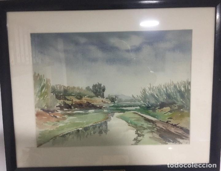 Arte: Garc&iacute;a Trejo, Paisaje del r&iacute;o Segura de Murcia, 32x43 cm.