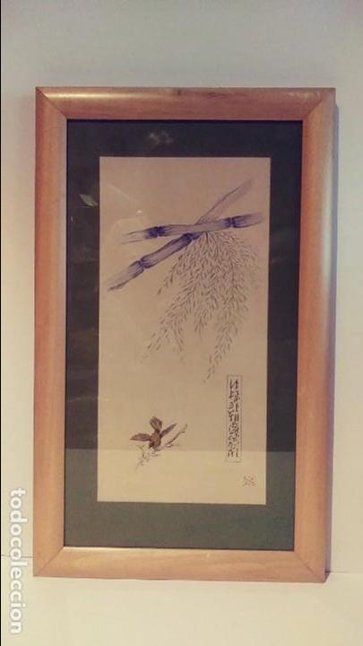 Arte: Acuarela oriental bamb&uacute; y p&aacute;jaro - Foto 1