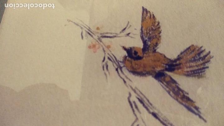 Arte: Acuarela oriental bamb&uacute; y p&aacute;jaro - Foto 2