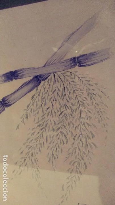 Arte: Acuarela oriental bamb&uacute; y p&aacute;jaro - Foto 4