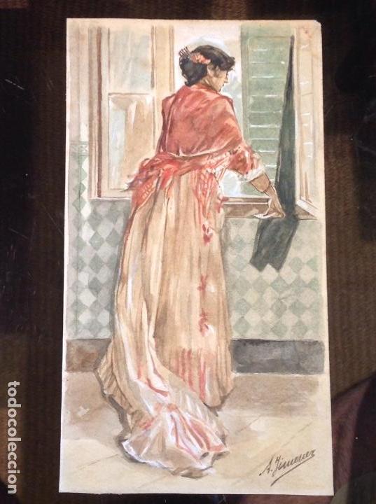 Arte: A. Jim&eacute;nez. Dama en la ventana. - Foto 1