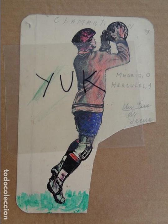 Art: DIBUJO ORIGINAL DE 1941 DEL GUARDAMETA PEREZ DEL HERCULES --- 17X12 CM --  1941
