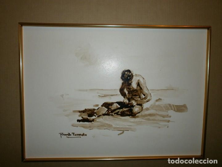Arte: HOMBRE EN LA PLAYA - RICARDO TORRENTE - ACUARELA SOBRE PAPEL. - Foto 1 - 140700962