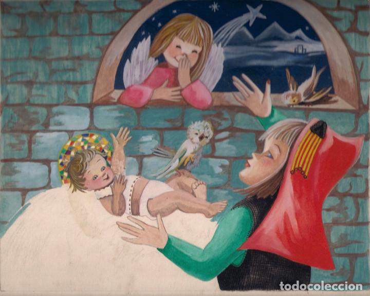 Kunst: DIBUJO PINTADO CON ACUARELAS DE NACIMIENTO NI&Ntilde;O JES&Uacute;S