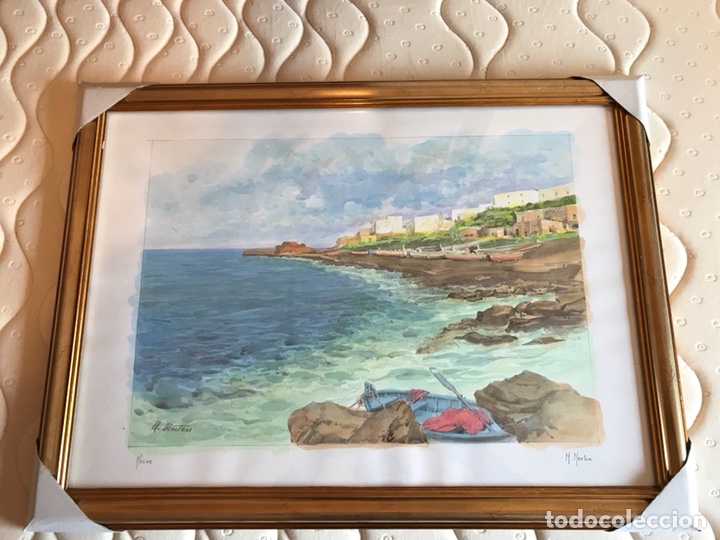 Arte: Bell&iacute;sima acuarela de M. Marten en marco totalmente nuevo