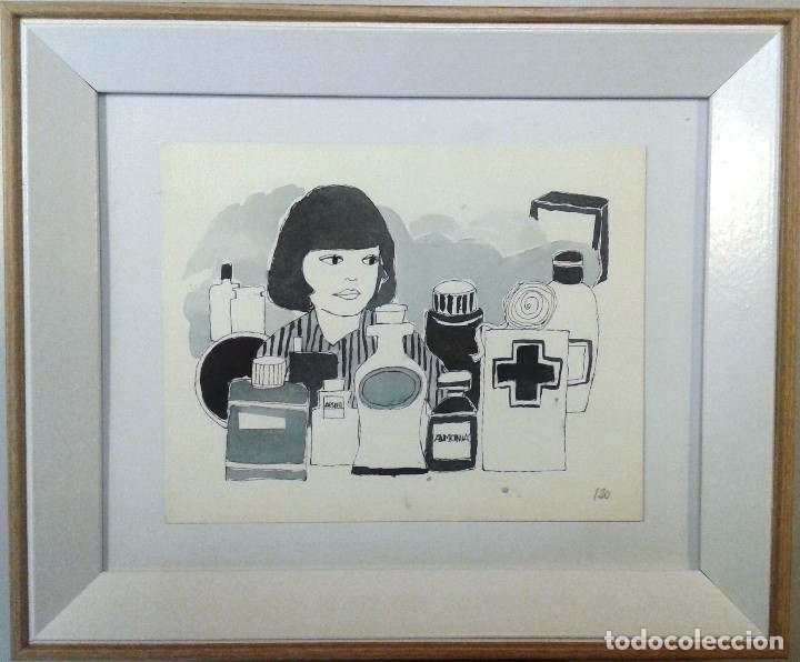 Arte: Boada, Pedro, ilustraci&oacute;n original 1972 - Foto 1