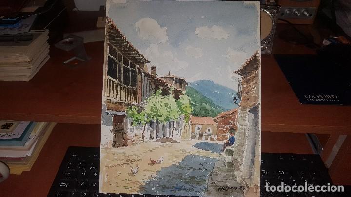 Arte: Preciosa acuarela de piedralaves, firmada y fechada por el autor, luis helguero 1986, de 32 x 25 cm.