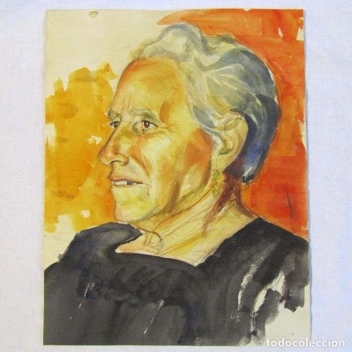 Arte: Acuarela original se&ntilde;ora de luto 31 x 24 cm - Foto 1