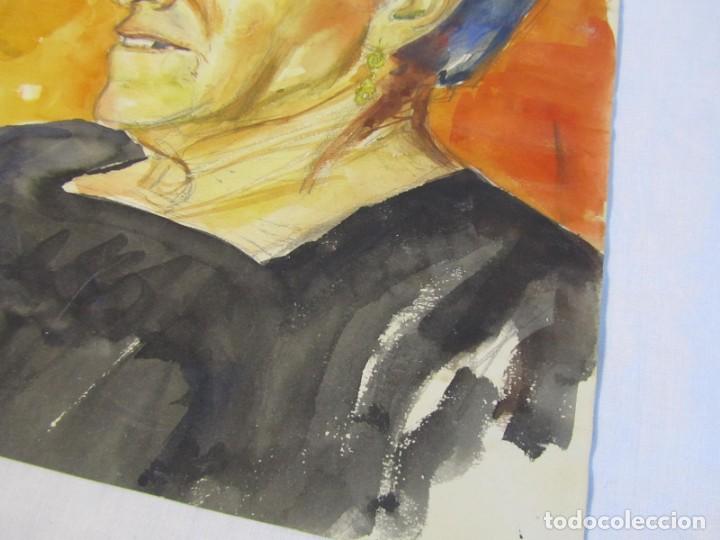 Arte: Acuarela original se&ntilde;ora de luto 31 x 24 cm - Foto 6