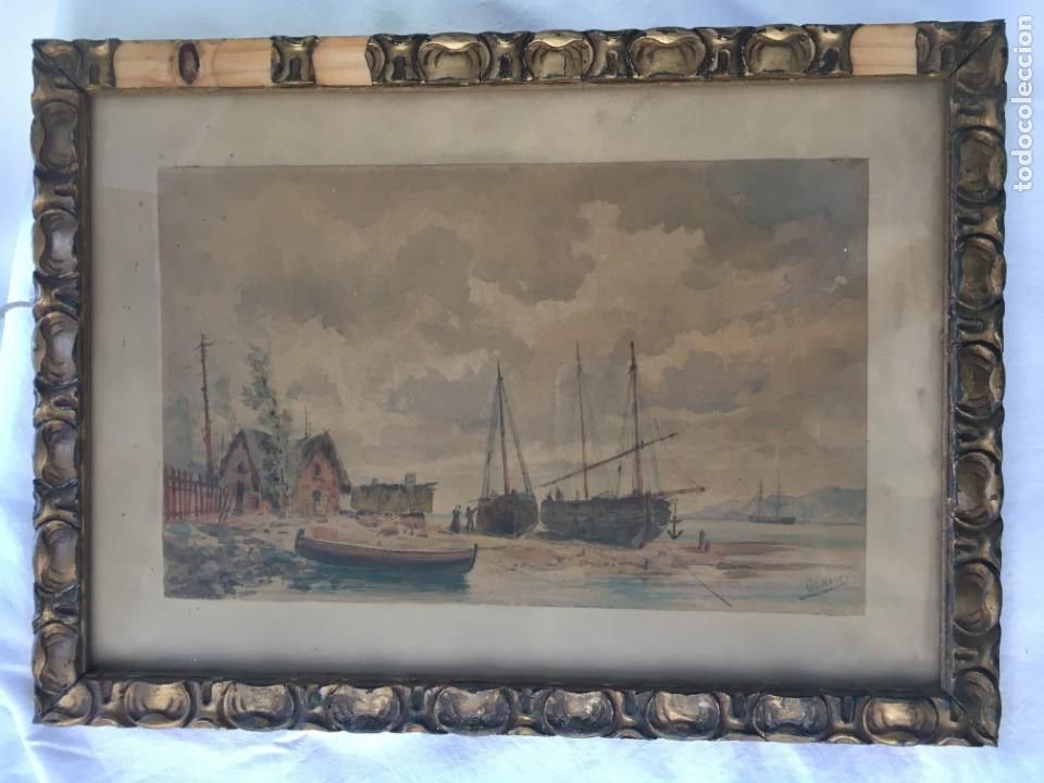 Arte: Cuadro de acuarela Ozaeta. Circa 1950.