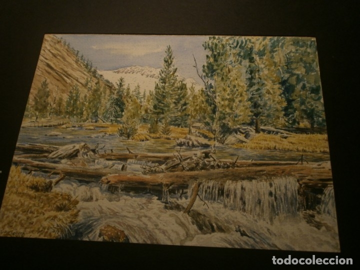 Kunst: Acuarela papel Paisaje Pirineo Catal&aacute;n L&eacute;rida  Val de Bah&iacute; 22 X 16,5 cm. D.Piquero 73