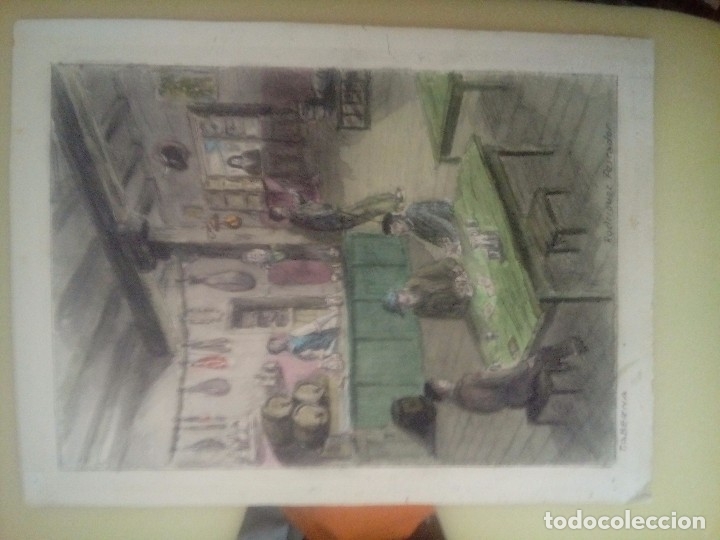 Arte: Rodriguez Pescador  Taberna acuarela - Foto 2