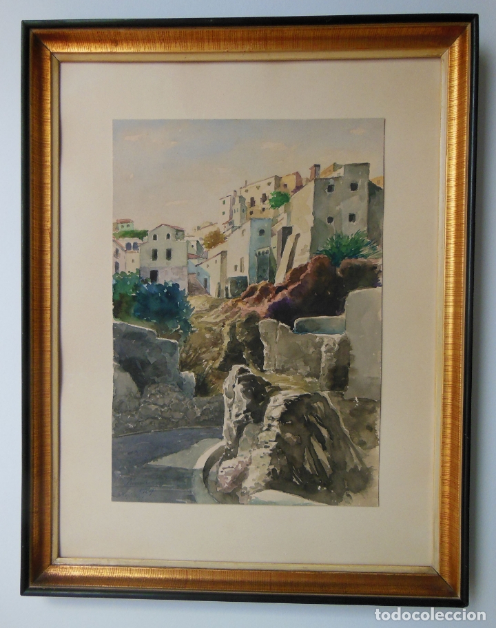Arte: Acuarela Original : MOJ&Aacute;CAR. Manuel MONLE&Oacute;N. 1964 - Foto 1