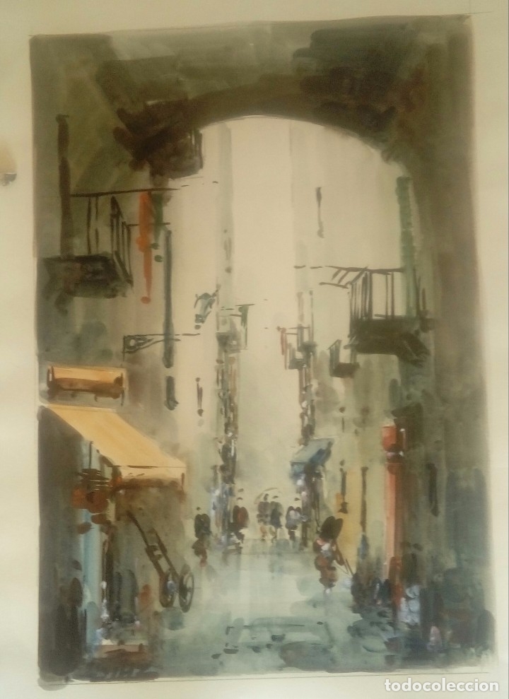 Arte: Diaz Calle con arco acuarela. - Foto 1