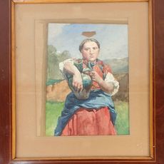 Figura Belén 'Mujer Con Cántaro' 11 Cm - Escala 1:20, Pintada A Mano En Italia - Por Moranduzzo Y Martino Landi
