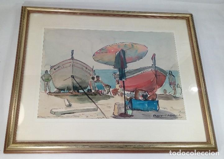 Arte: SEBASTIAN REY PADILLA (LINARES, 1911 - MADRID, 1973). PLAYA DE VERANO. ACUARELA Y TINTA SOBRE PAPEL.
