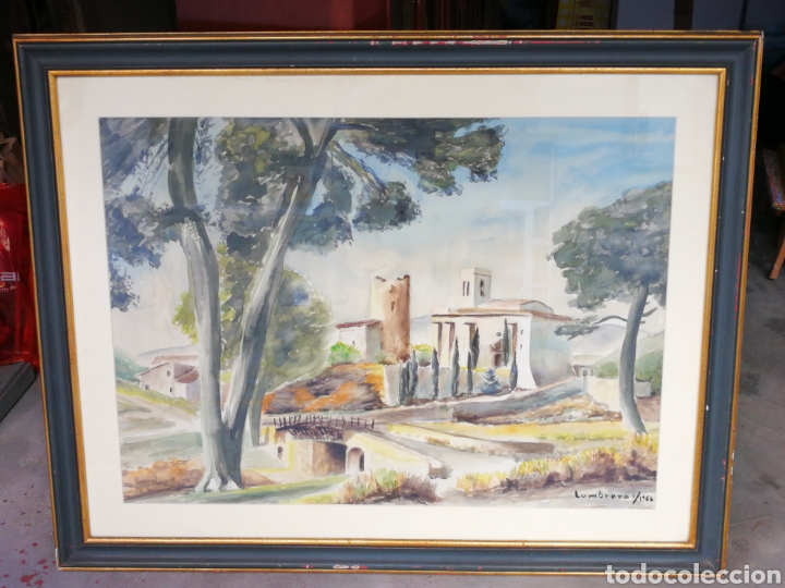 Arte: OBRA ACUARELA PAISAJE SANT PERE DE RIBES (BARCELONA), FIRMADA LUMBRERAS, 1966.100x80CM.
