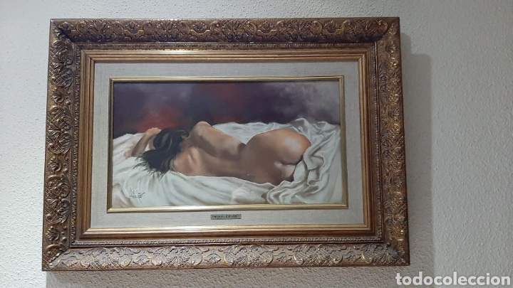 Art: Pintura Original Miquel Esparbe Desnudo al Pastel (no &oacute;leo) enmarcado con cristal 74 x 52 CMS.