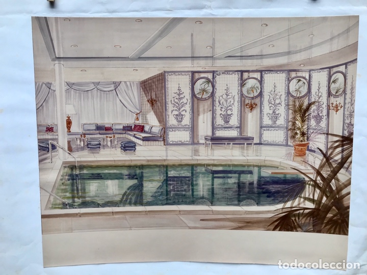 Arte: MAISON JANSEN BOCETO PROYECTO DE DECORACION - Foto 1