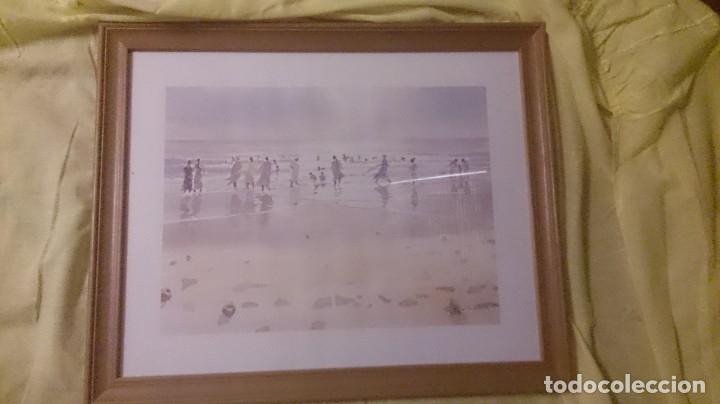 Arte: Acuarela PERSONAJES EN LA PLAYA firmada 50x40 ctms