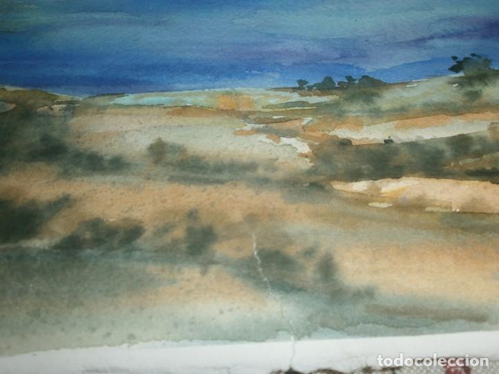 Arte: Paisaje acuarela mar - Pe&ntilde;&iacute;scola  playa - sobre cartulina sin firma - medida 38 X 29 cm.