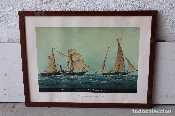 Arte: lamina antigua acuarela de jos&eacute; pineda guerra - museo maritimo barcelona