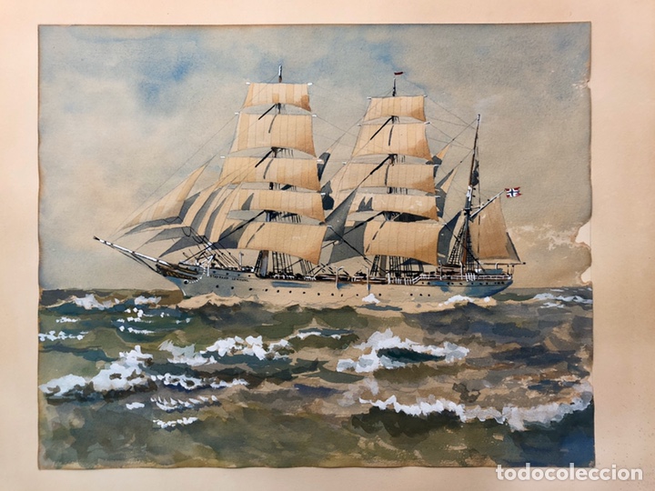 Arte: Acuarela barco nautica STADRAAD LEHMKUHL