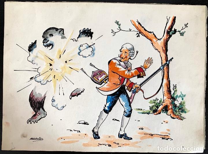 Arte: E. Mart&iacute;n. Ilustraci&oacute;n para Aventuras del Baron de Munchhausen. Ediciones Marte 1967