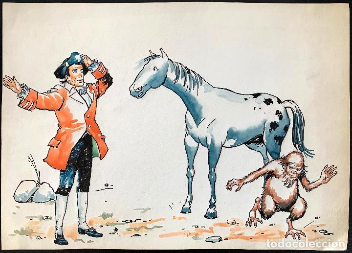 Arte: E. Mart&iacute;n. Ilustraci&oacute;n para Aventuras del Baron de Munchhausen. Ediciones Marte 1967