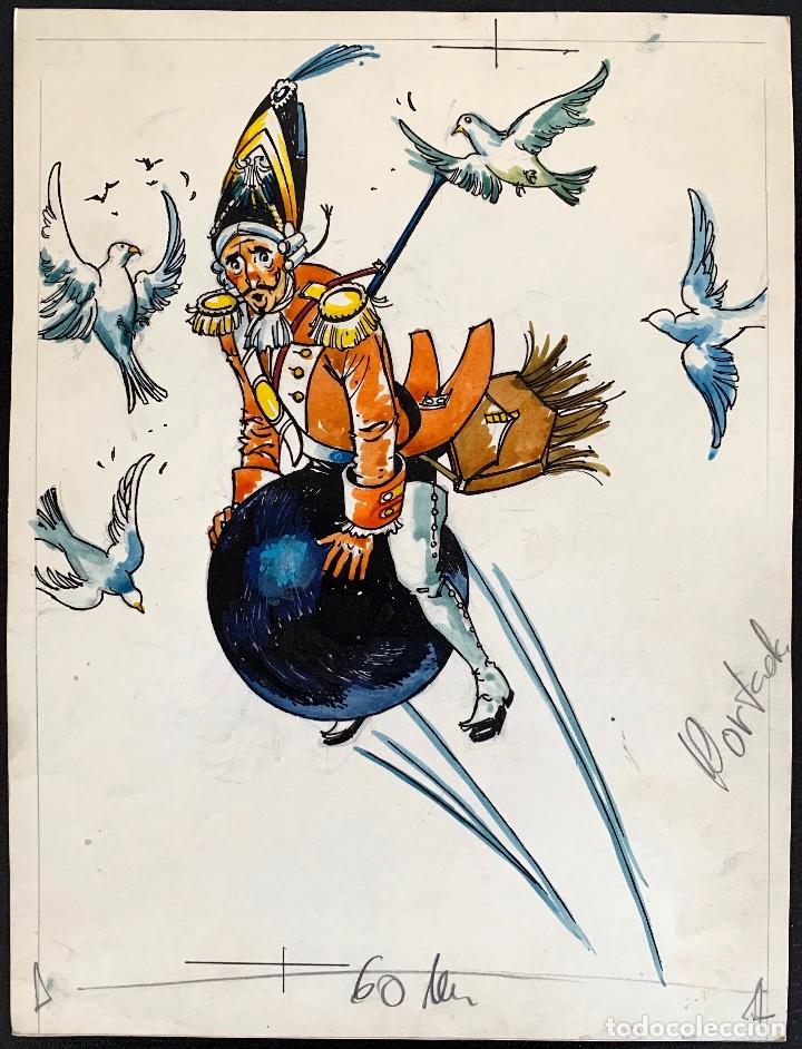 Kunst: E. Mart&iacute;n. Ilustraci&oacute;n para la portada Aventuras del Baron de Munchhausen. Ediciones Marte 1967