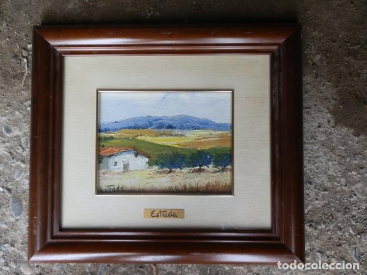 Arte: CUADRO AL &Oacute;LEO FIRMADO ESTRADA. ENMARCADO CON PASPERT&Uacute; Y PROTEGIDO CON CRISTAL..