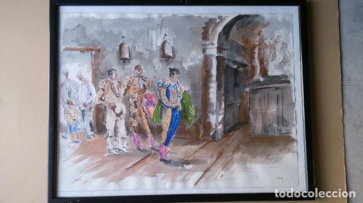 Kunst: ACUARELA TURINA ENMARCADA. (CAPILLA) FIRMADA. VI&Ntilde;A