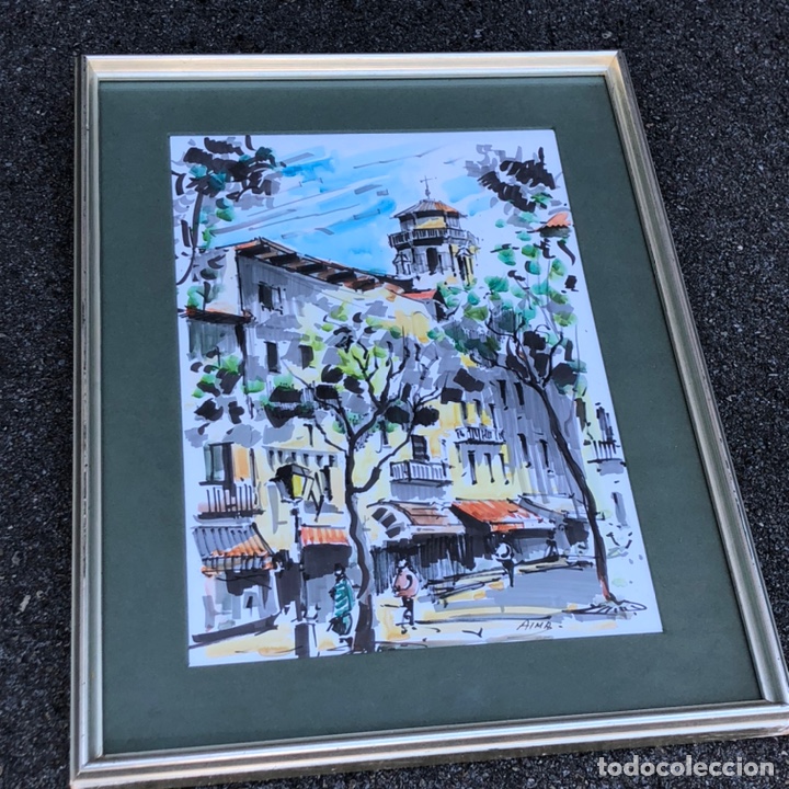 Kunst: PAISAJE REALIZADO EN ACUARELA Y T&Eacute;CNICA MIXTA EN MARCO DE MADERA CON PASPARTU Y CRISTAL. FIRMADO.