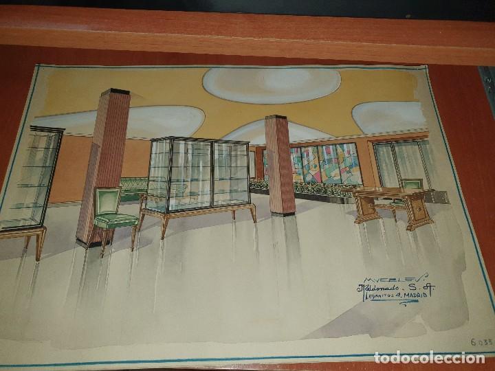 Arte: Acuarela de muebles maldonado, madrid, firmada por el fabricante, 40,5 x 28 cm.