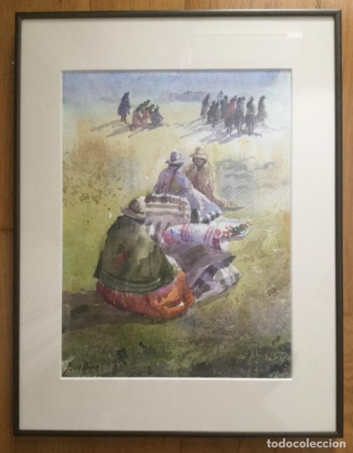 Arte: ACUARELA ENMARCADA DE LA VIDA TRADICIONAL DE PERU - Foto 1