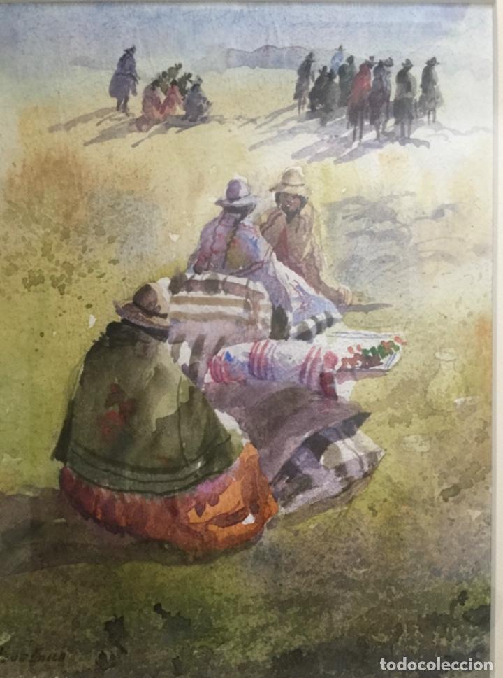 Arte: ACUARELA ENMARCADA DE LA VIDA TRADICIONAL DE PERU - Foto 2