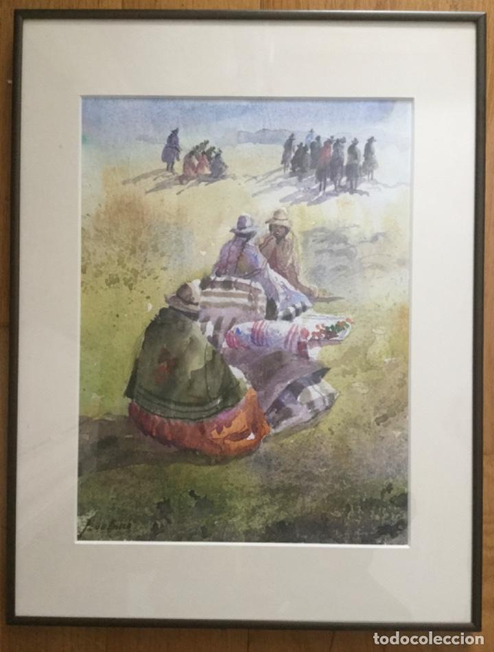 Arte: ACUARELA ENMARCADA DE LA VIDA TRADICIONAL DE PERU - Foto 8