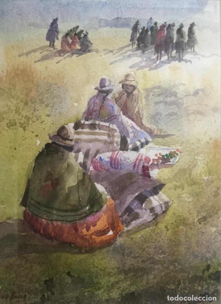 Arte: ACUARELA ENMARCADA DE LA VIDA TRADICIONAL DE PERU - Foto 9