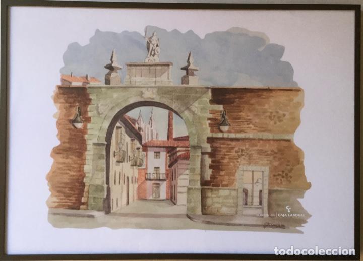 Arte: L&aacute;mina Arco de la carcel Le&oacute;n. Enmarcada 43 x 30,5 cms. AX