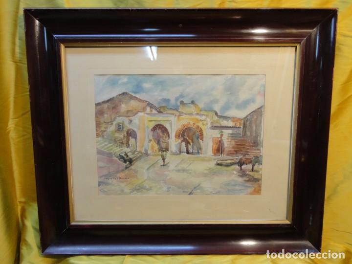 Kunst: PRECIOSA ACUARELA PAISAJE MORISCO. FIRMADO COPIA DE J. QUESADA.