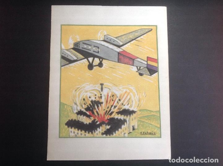 Arte: F. Echauz. Avi&oacute;n bombardeando. - Foto 1