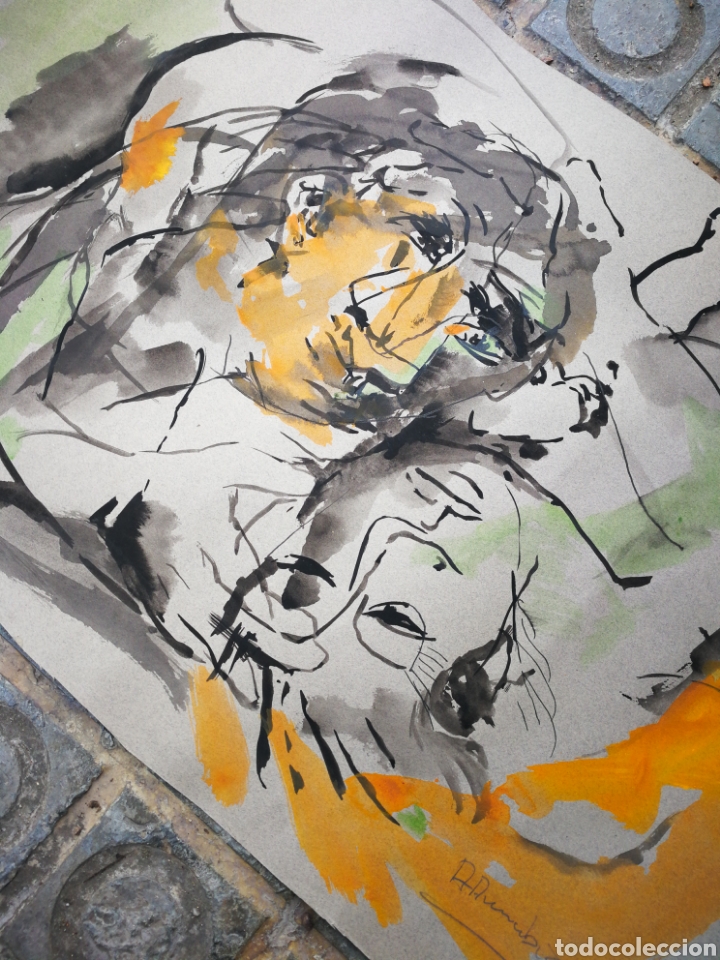 Arte: ACUARELA ART&Iacute;STICA, AMOR INFINITO. FIRMADA POR AUTOR (A.ARENCIBIA), 60x38CM.