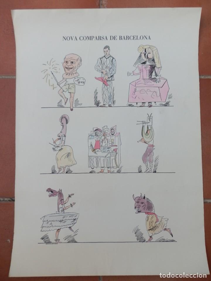 Arte: NOVA COMPARSA DE BARCELONA. IMPR&Egrave;S PER ALBERT FERRER. ILUMINADO A MANO ACUARELA. MIDE 69,50 X 50.